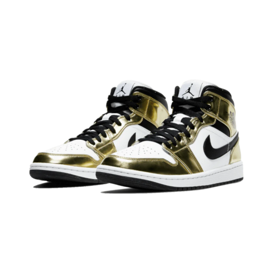 Nike Air Jordan 1 Mid White Metallic Gold DC1420-700/DC1419-700 Metallic Gold/White/Black