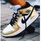 Nike Air Jordan 1 Mid White Metallic Gold DC1420-700/DC1419-700 Metallic Gold/White/Black