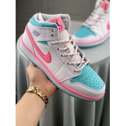 Nike Air Jordan 1 Mid White Pink Green Soar 555112-102 White/Digitalpink-Auroragreen-Soar