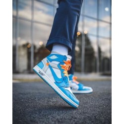 Nike Air Jordan 1 Retro High Off-White University Blue AQ0818-148 White/Darkpowderblue-Cone