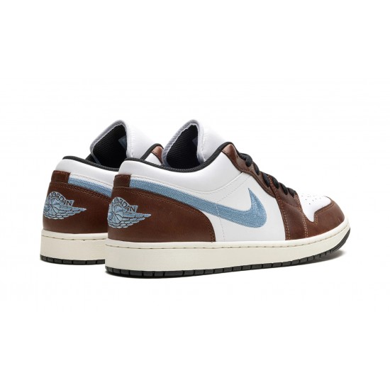 Air Jordan 1 Low Mens Embroidered Swoosh - Mocha FQ7832-142 Reps Shoes