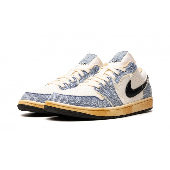 Air Jordan 1 Low Mens SE Sashiko Denim FN7670-493 Reps Shoes