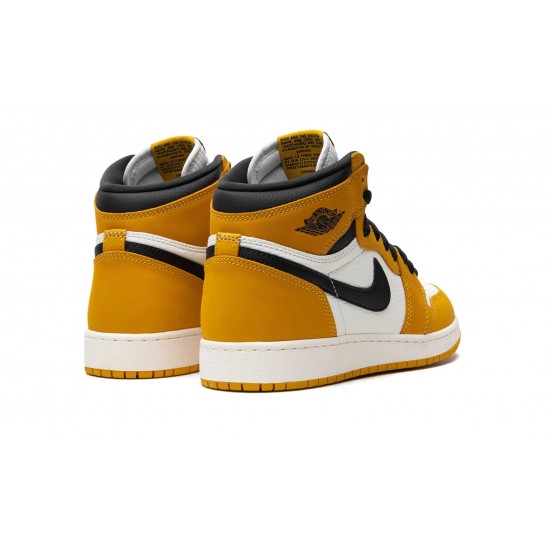 Air Jordan 1 High GradeSchool Yellow Ochre Black FD1437-701 Reps Shoes