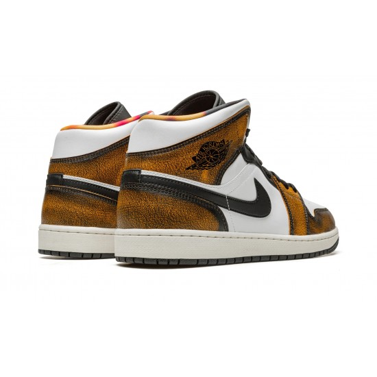 Air Jordan 1 Mid Mens SE Orange Wear Away DQ8417-071 Reps Shoes