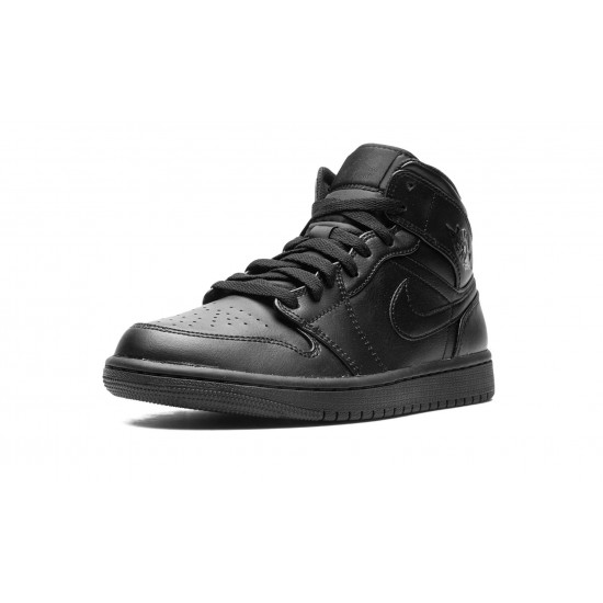 Air Jordan 1 Mid Mens Triple Black 554724-093 Reps Shoes