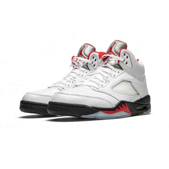 Air Jordan 5 Mens Retro Fire Red Silver Tongue 2020 DA1911-102 Reps Shoes