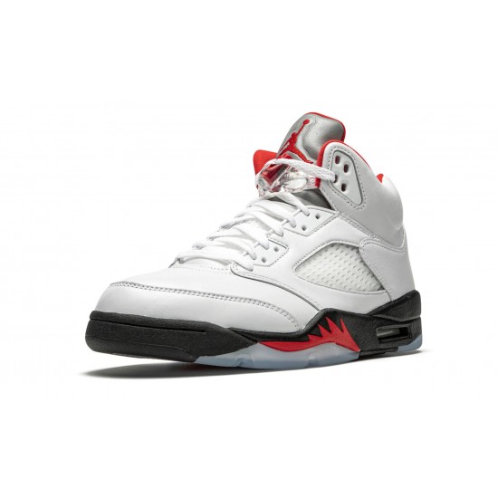 Air Jordan 5 Mens Retro Fire Red Silver Tongue 2020 DA1911-102 Reps Shoes