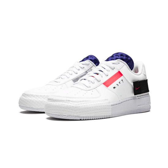 Nike Air Force 1 Low Drop Type White CI0054-100 Summit White/Red Orbit-White-Black-Deep Royal Blue-Blackened Blue