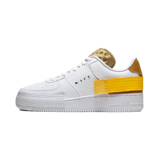 Nike Air Force 1 Low Drop Type White Gold Yellow AT7859-100 White/Goldsuede/Clubgold/Universitygold