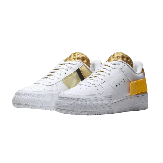 Nike Air Force 1 Low Drop Type White Gold Yellow AT7859-100 White/Goldsuede/Clubgold/Universitygold