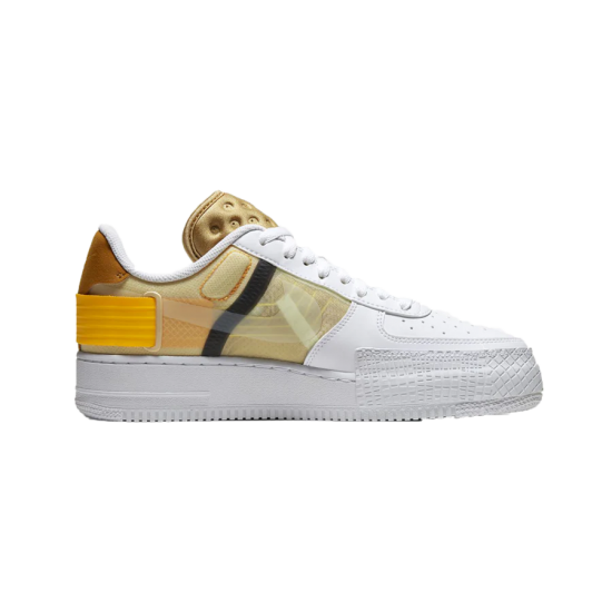 Nike Air Force 1 Low Drop Type White Gold Yellow AT7859-100 White/Goldsuede/Clubgold/Universitygold