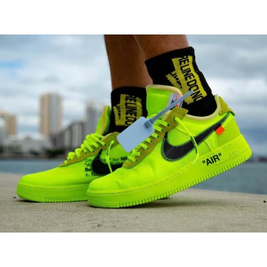 Nike Air Force 1 Low Off-White Volt AO4606-700 Volt/Hyper Jade-Cone-Black