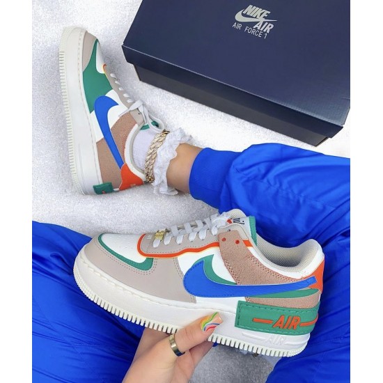 Nike Air Force 1 Shadow Sail Signal Blue Green CI0919-109 Sail/Signalblue/Greennoise/Cream