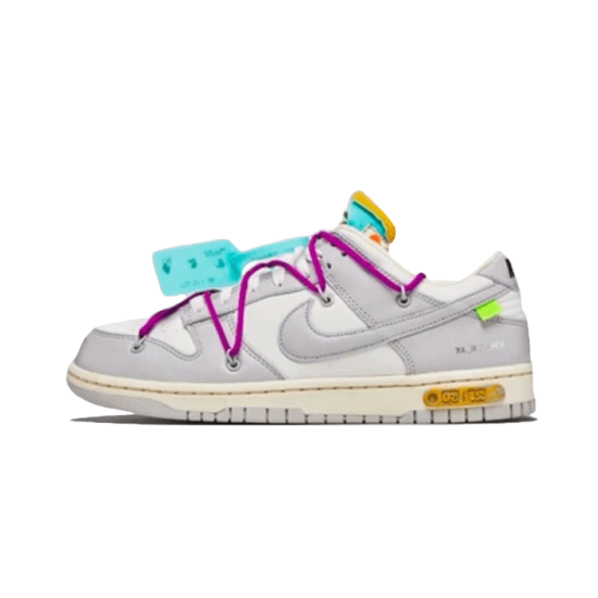 Nike Dunk Low Off-White Lot 21 DM1602-100 White/Neutral Gray-Yellow Strike- Fuchsia