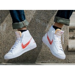 Nike Blazer Mid Sketch Red Swoosh CW7580-100 White/Red 